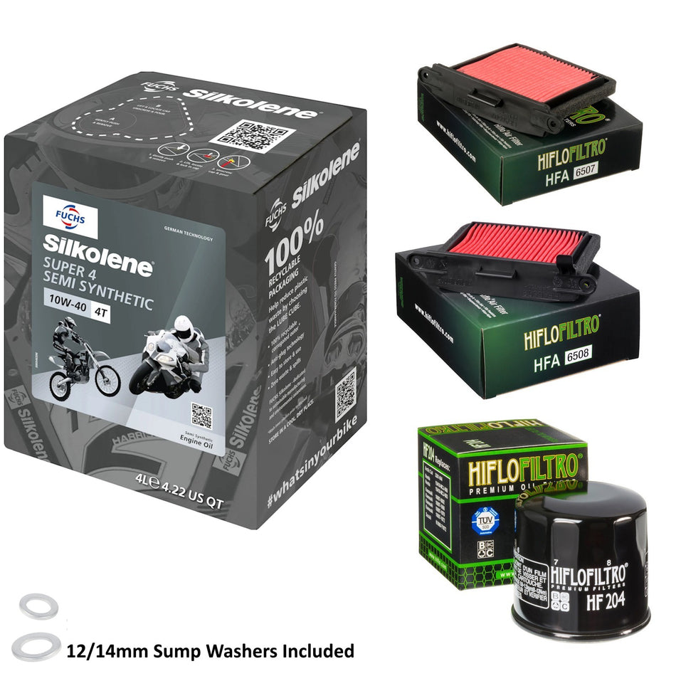 Silkolene Super 4 10w40 4L Oil & HF204 & HFA6507 & HFA6508 Oil Filter Kit