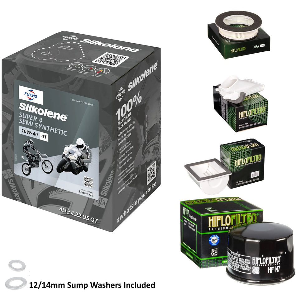 Silkolene Super 4 10w40 4L Oil & HF147 & HFA4909 & HFA4505 & HFA4506 Oil Filter Kit
