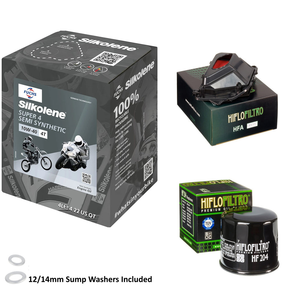 Silkolene Super 4 10w40 4L Oil & HF204 & HFA4614 Oil Filter Kit