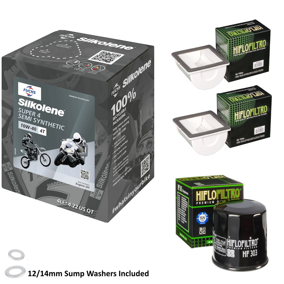 Silkolene Super 4 10w40 4L Oil & HF303 & HFA4909 & HFA4909 Oil Filter Kit