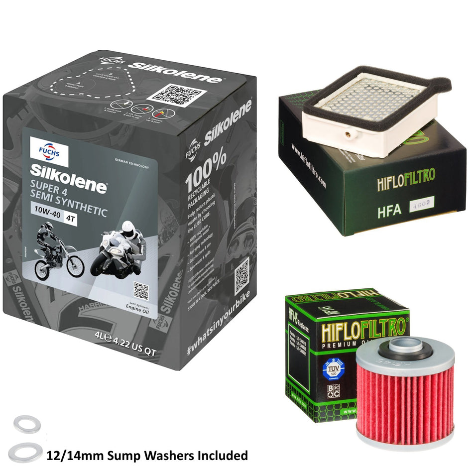 Silkolene Super 4 10w40 4L Oil & HF145 & HFA4602 Oil Filter Kit