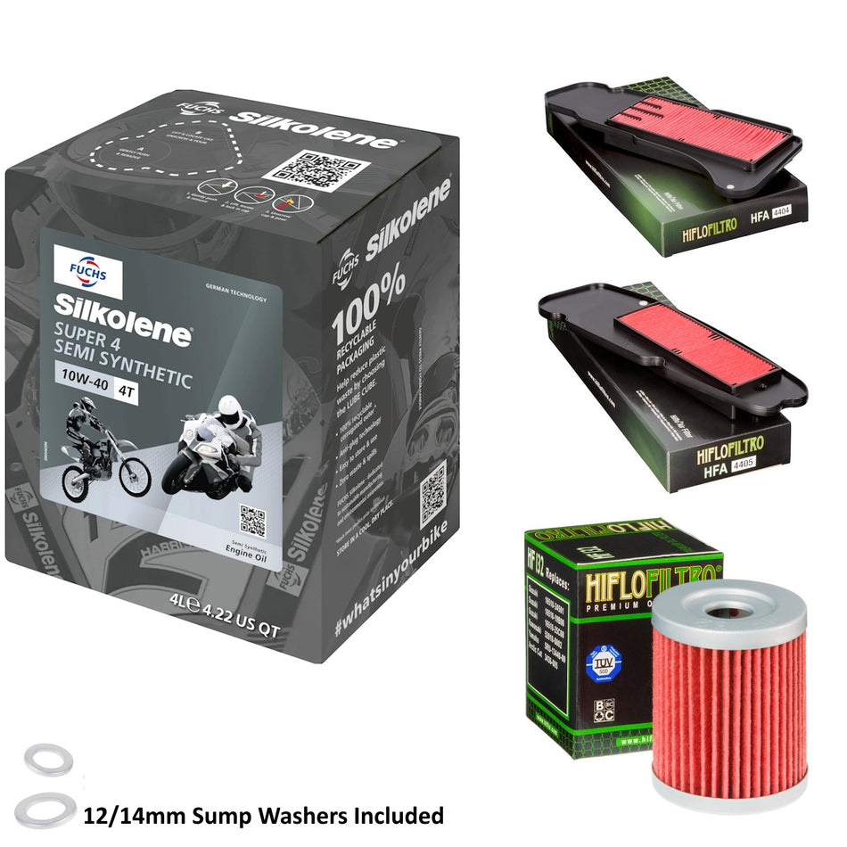 Silkolene Super 4 10w40 4L Oil & HF132 & HFA4404 & HFA4405 Oil Filter Kit