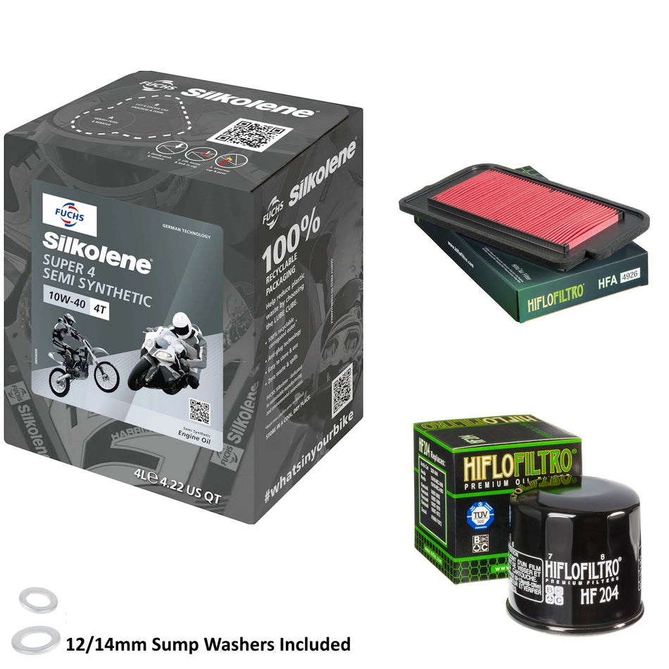 Silkolene Super 4 10w40 4L Oil & HF204 & HFA4926 Oil Filter Kit