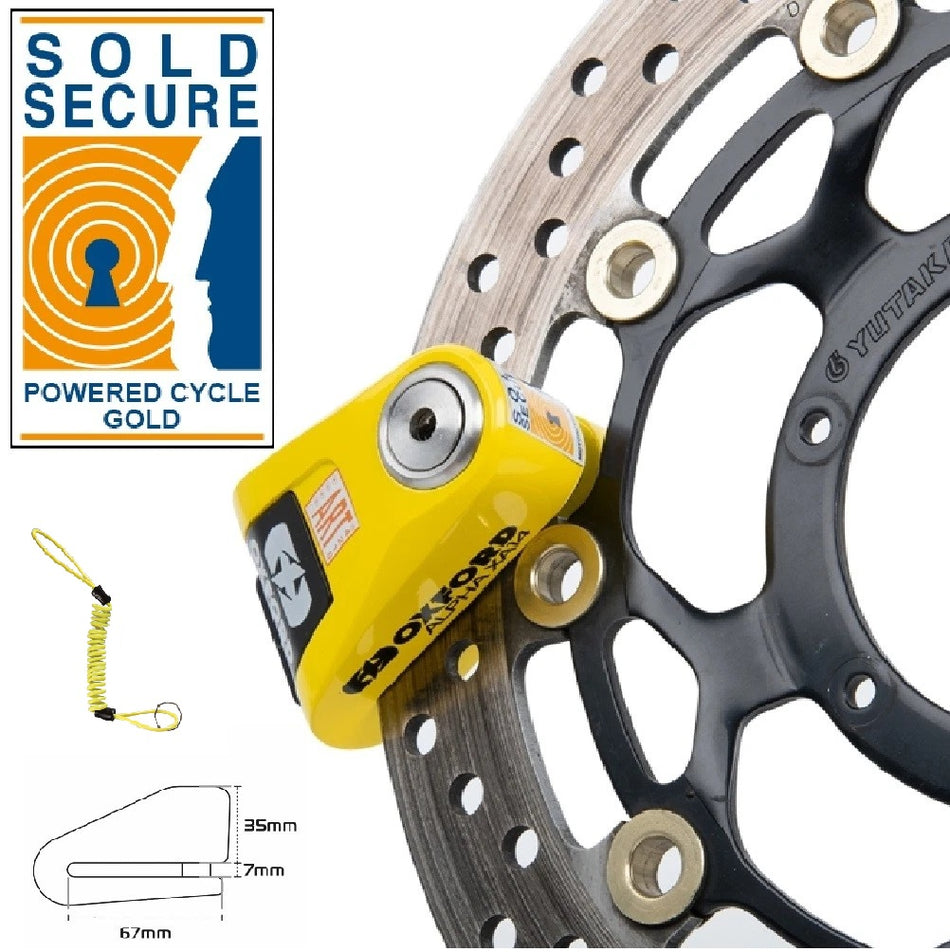 Oxford Alpha XA14 Alarm Disc Lock Yellow/Black