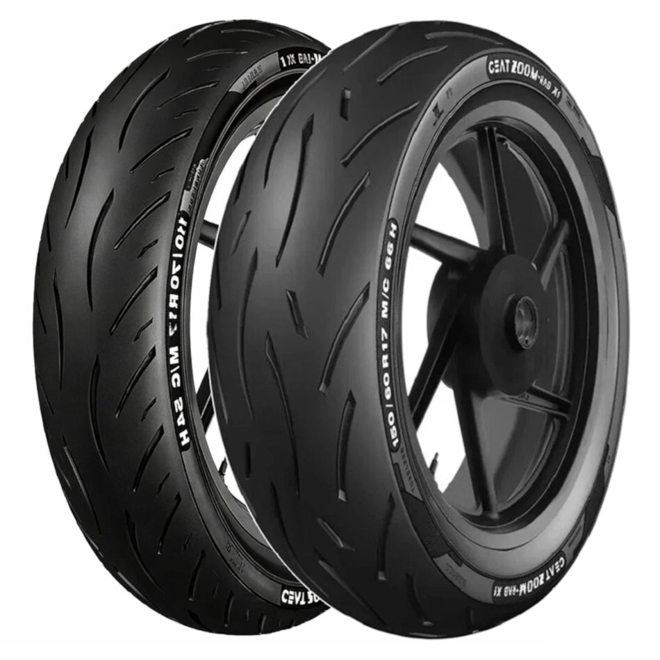 110/70 R17 54H TL & 150/60 R17 66H TL Ceat Zoom Rad X1 Tyre Pairs