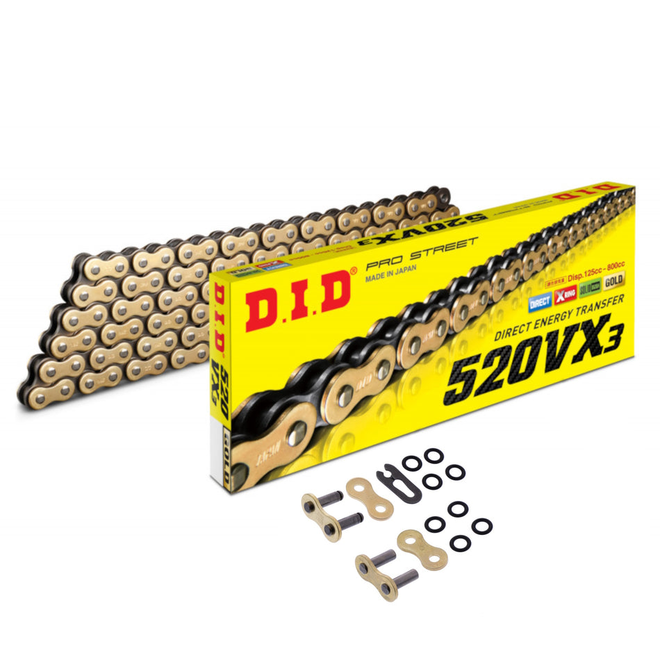 DID 520VX3 G&B x 112 (DJ) Gold & Black X-Ring Heavy Duty Chain