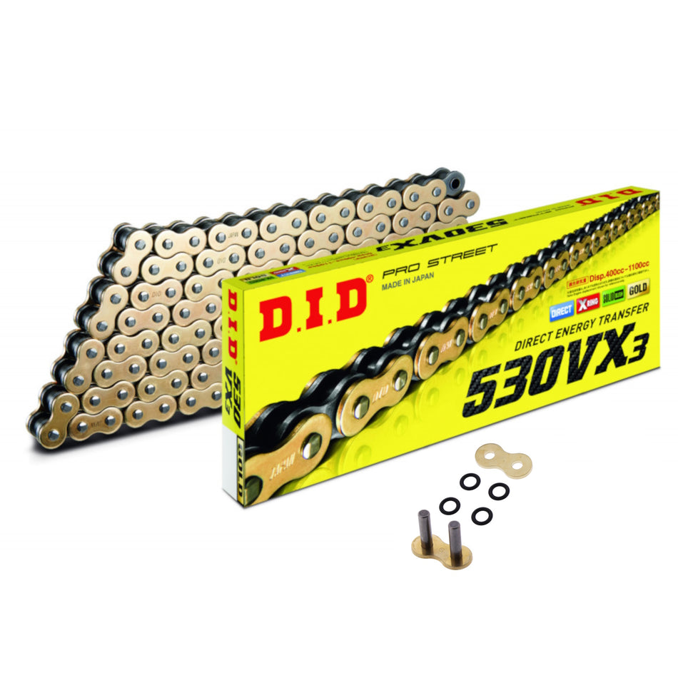 DID 530VX3 G&B x 114 (ZJ) Gold & Black X-Ring Heavy Duty Chain