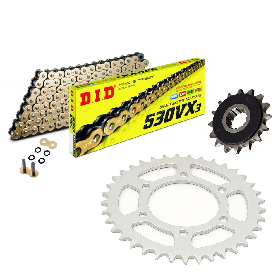 DID 530VX3 Gold Chain with JTF517.17RB & JTR502.45 Sprocket Kit