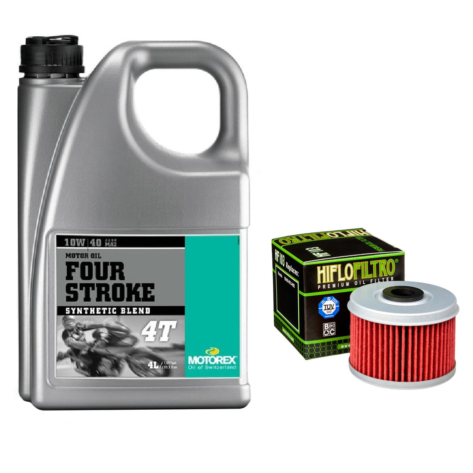 Motorex Four Stroke 10w40 4L Oil & HF111 Oil Filter Kit