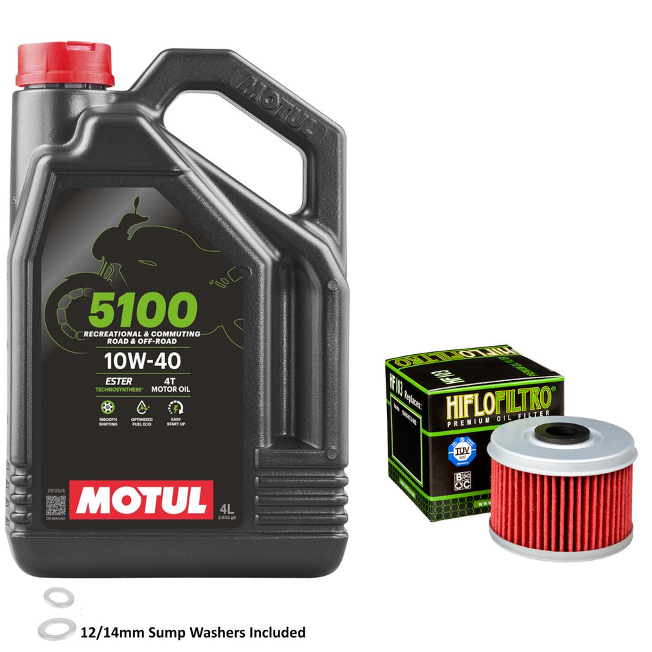 Motul 5100 10w40 4L Oil & HF103 Oil Filter Kit