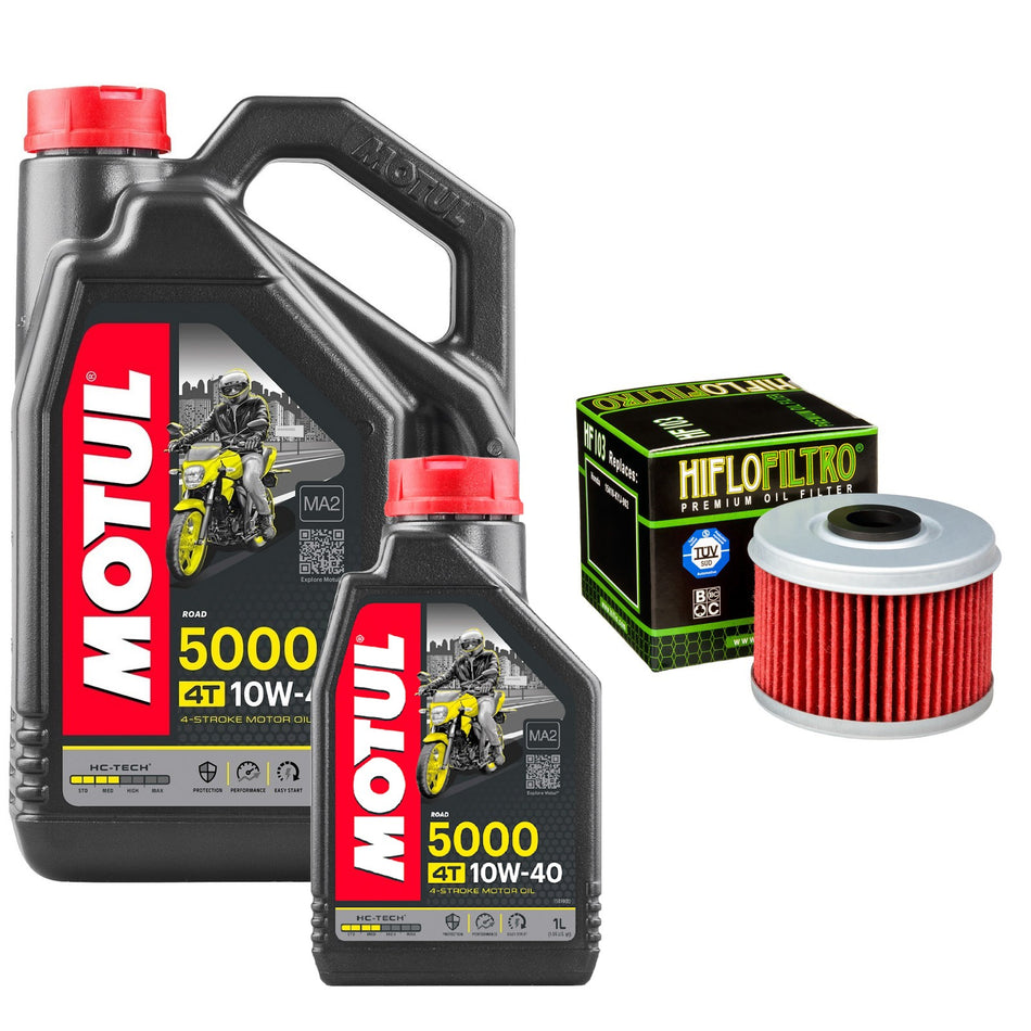 Motul 5000 10w40 5L Oil & HF103 Oil Filter Kit