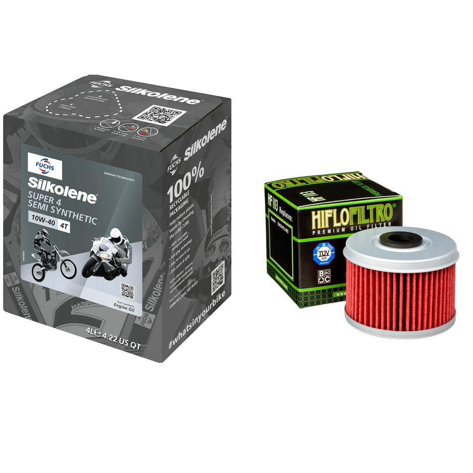 Silkolene Super4 10w40 4L Oil & HF103 Oil Filter Kit