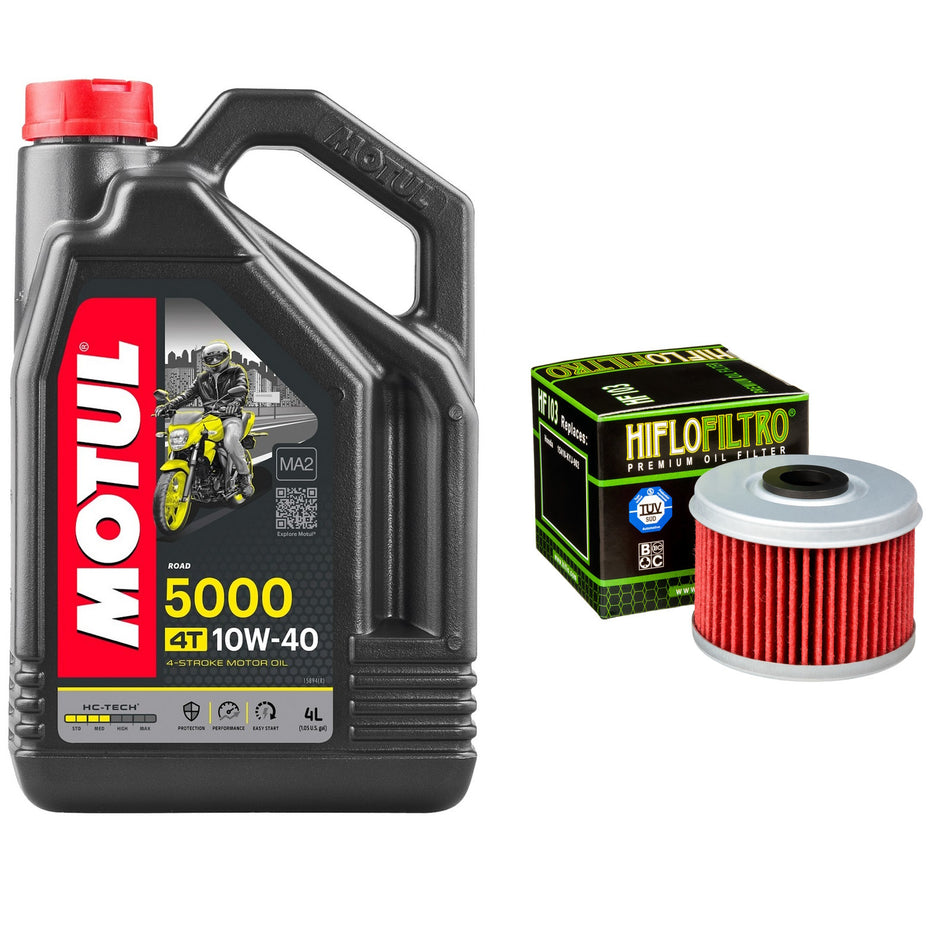 Motul 5000 10w40 4L Oil & HF103 Oil Filter Kit
