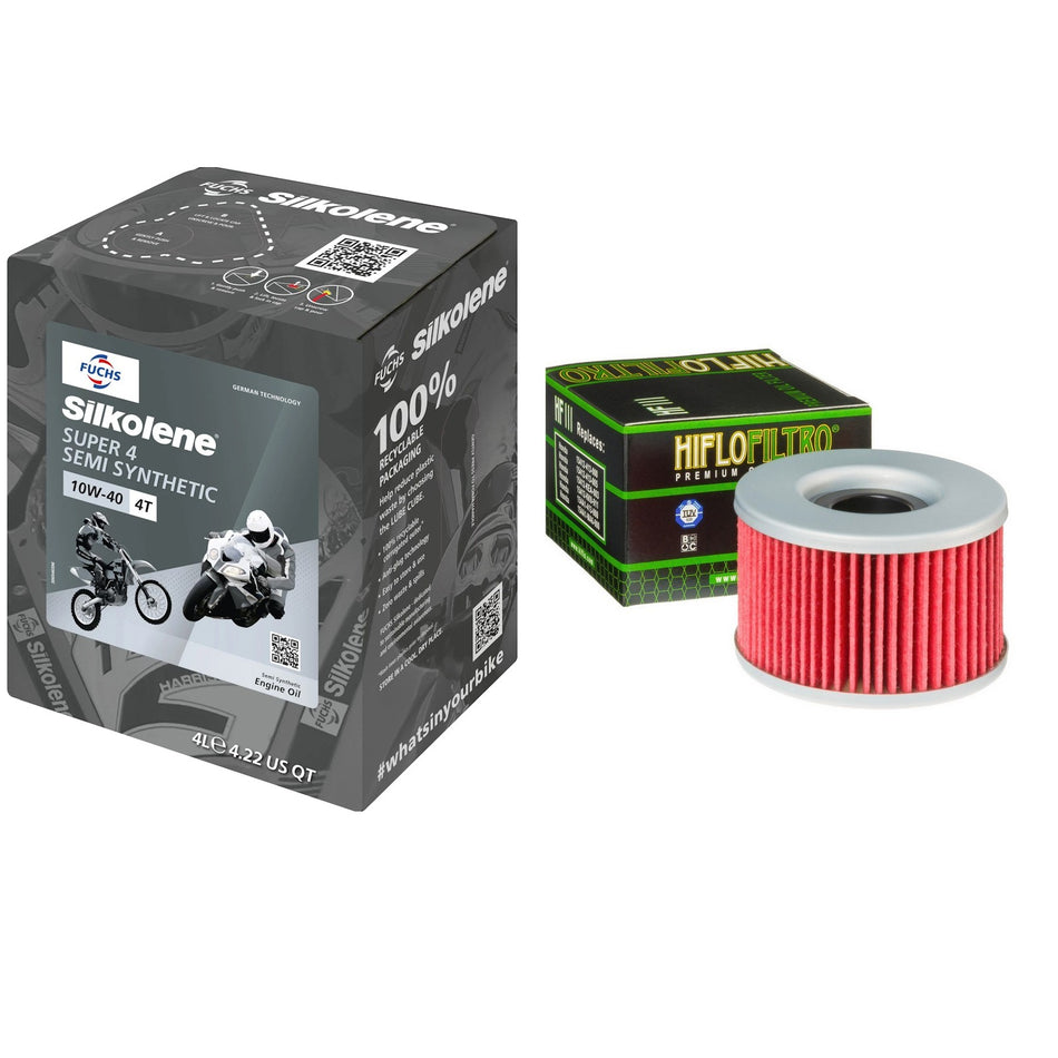 Silkolene Super4 10w40 4L Oil & HF111 Oil Filter Kit