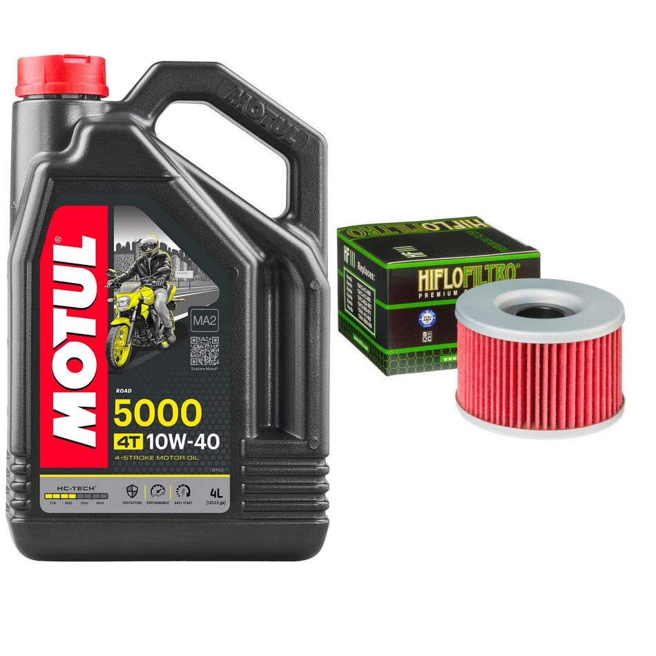 Motul 5000 10w40 4L Oil & HF111 Oil Filter Kit