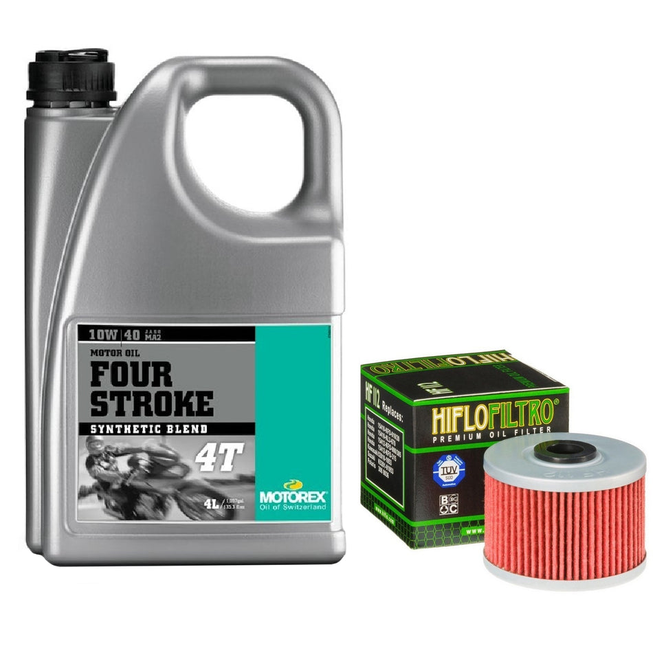 Motorex Four Stroke 10w40 4L Oil & HF112 Oil Filter Kit