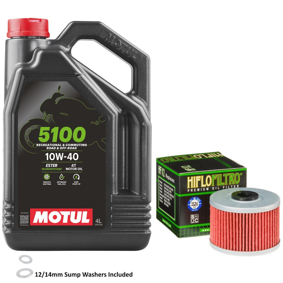 Motul 5100 10w40 4L Oil & HF112 Oil Filter Kit