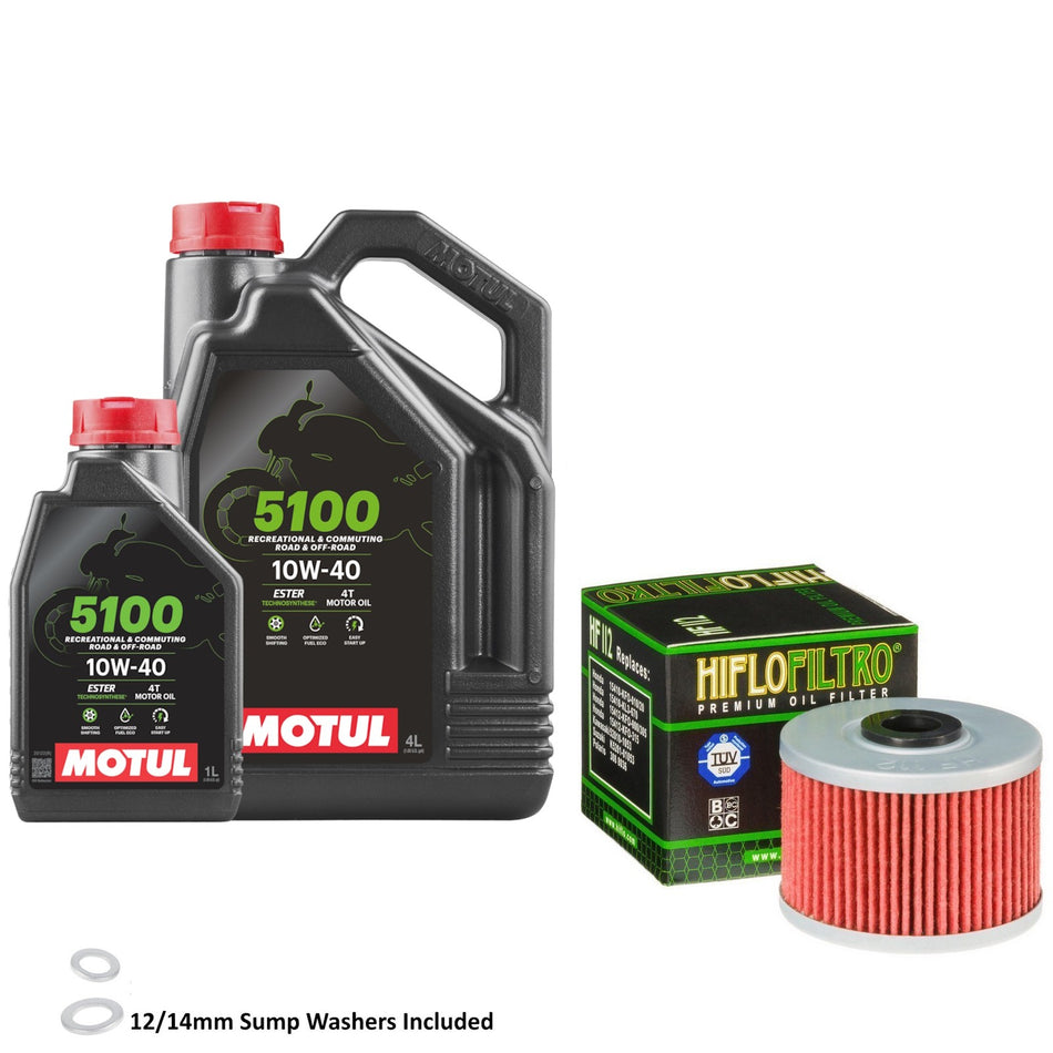 Motul 5100 10w40 5L Oil & HF112 Oil Filter Kit