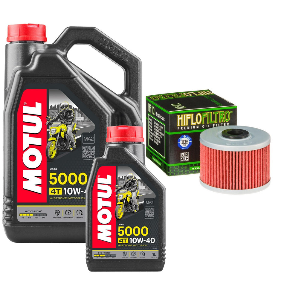 Motul 5000 10w40 5L Oil & HF112 Oil Filter Kit