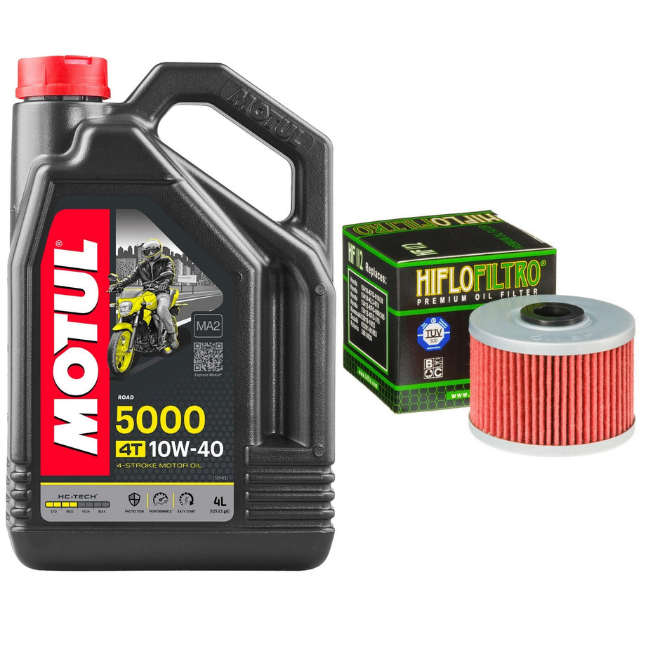 Motul 5000 10w40 4L Oil & HF112 Oil Filter Kit