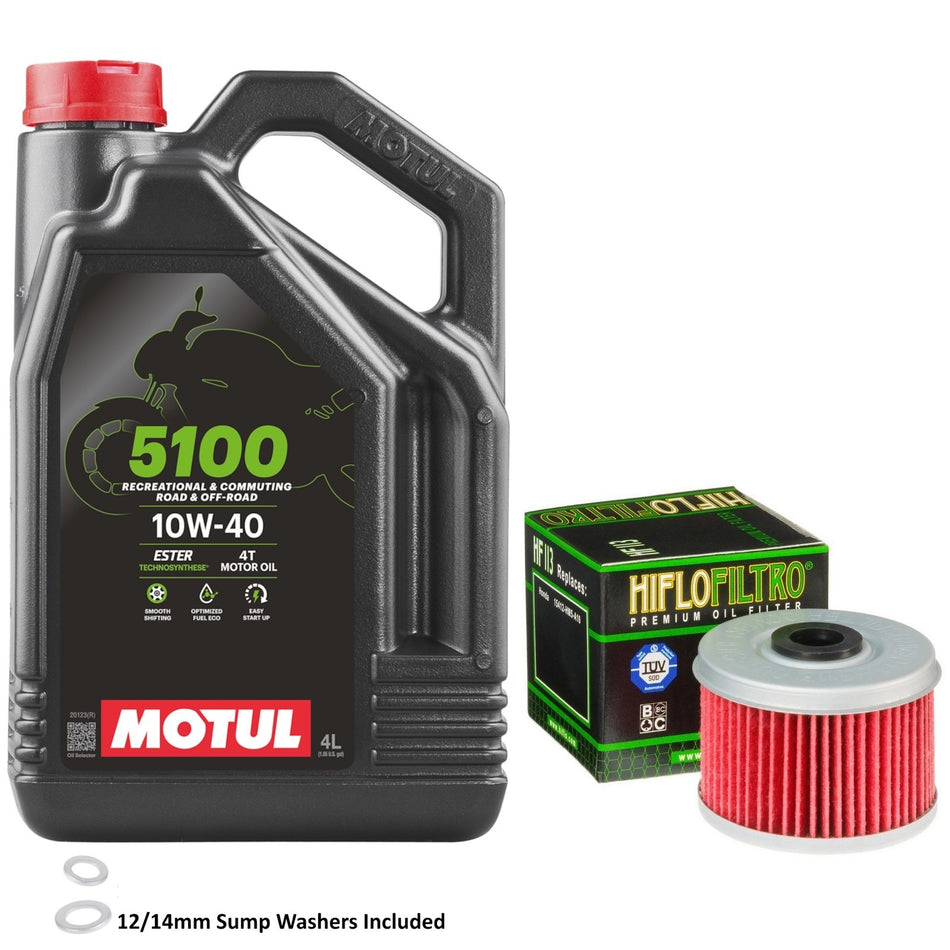 Motul 5100 10w40 4L Oil & HF113 Oil Filter Kit