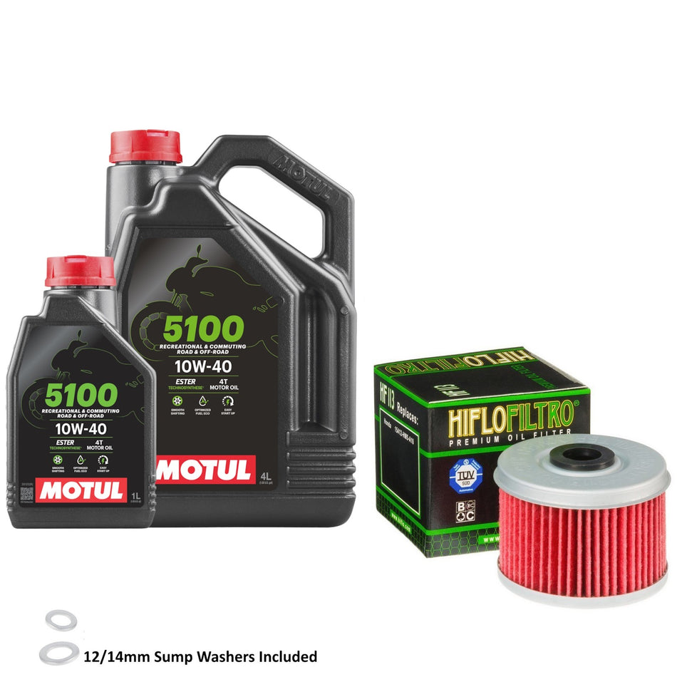 Motul 5100 10w40 5L Oil & HF113 Oil Filter Kit