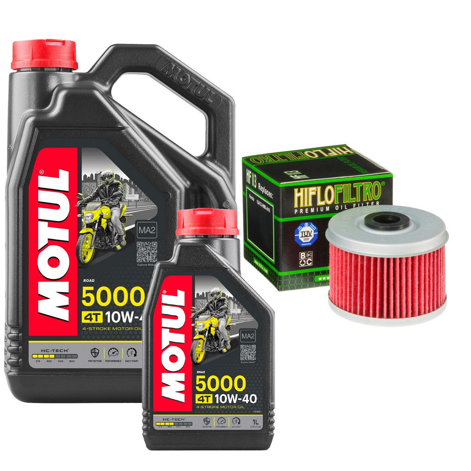Motul 5000 10w40 5L Oil & HF113 Oil Filter Kit