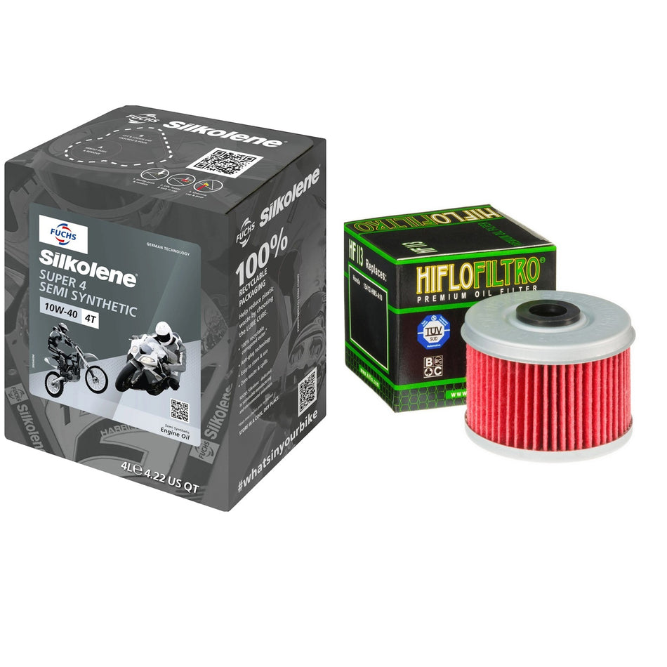 Silkolene Super4 10w40 4L Oil & HF113 Oil Filter Kit