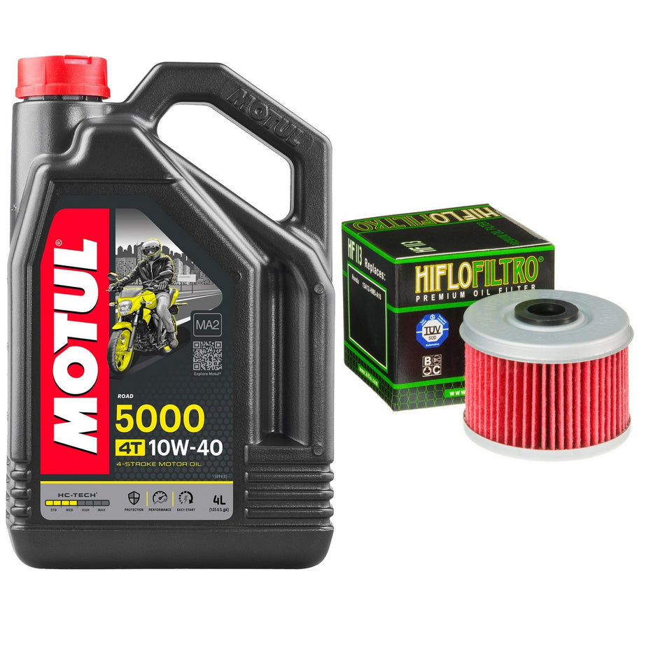 Motul 5000 10w40 4L Oil & HF113 Oil Filter Kit