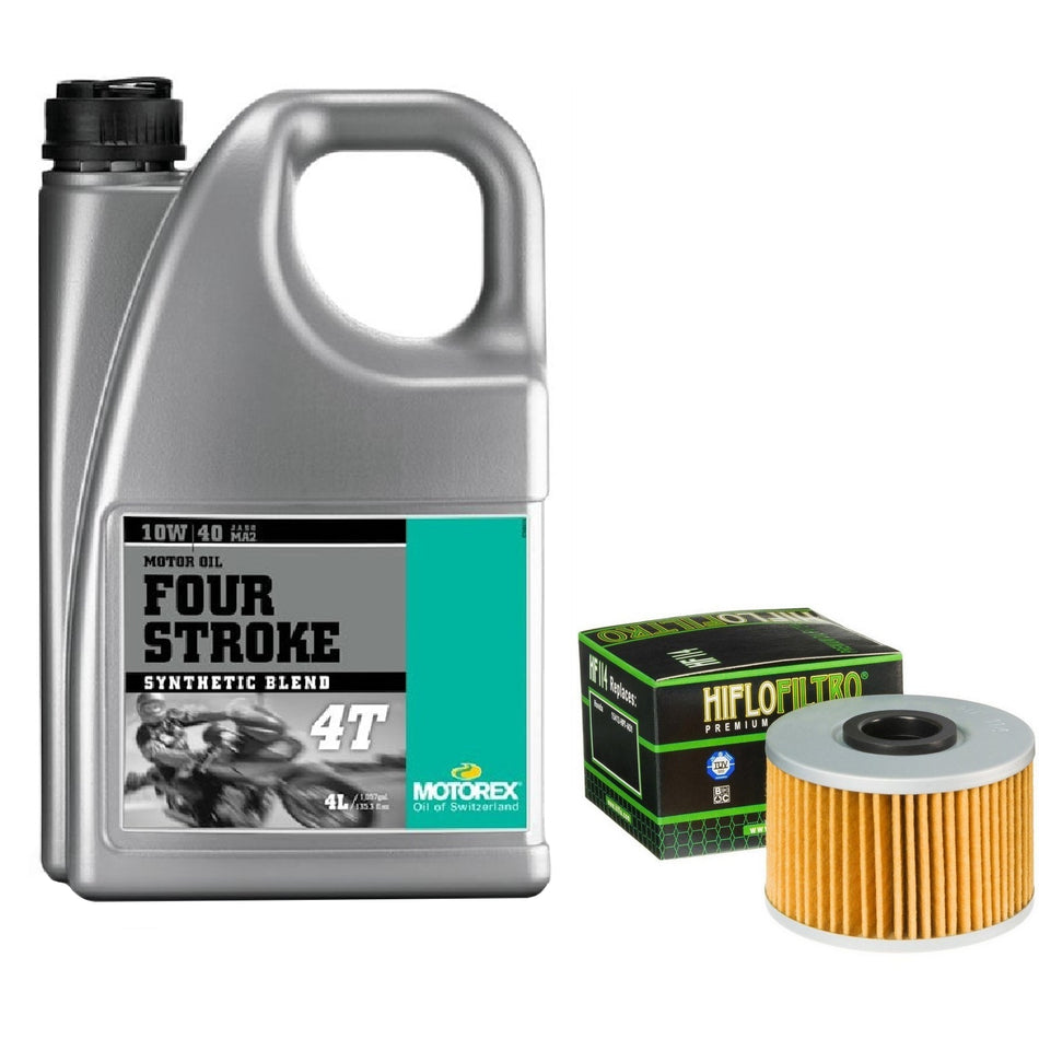 Motorex Four Stroke 10w40 4L Oil & HF114 Oil Filter Kit