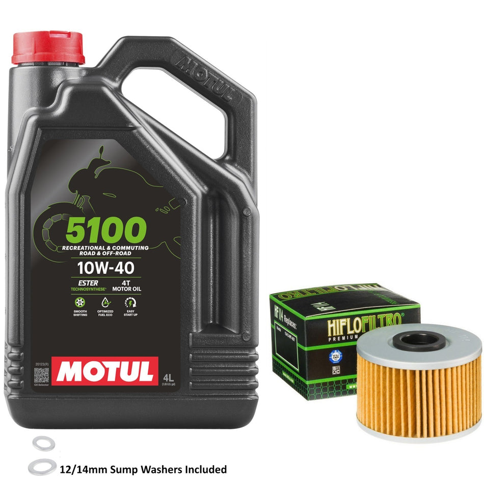 Motul 5100 10w40 4L Oil & HF114 Oil Filter Kit