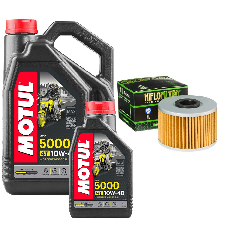 Motul 5000 10w40 5L Oil & HF114 Oil Filter Kit