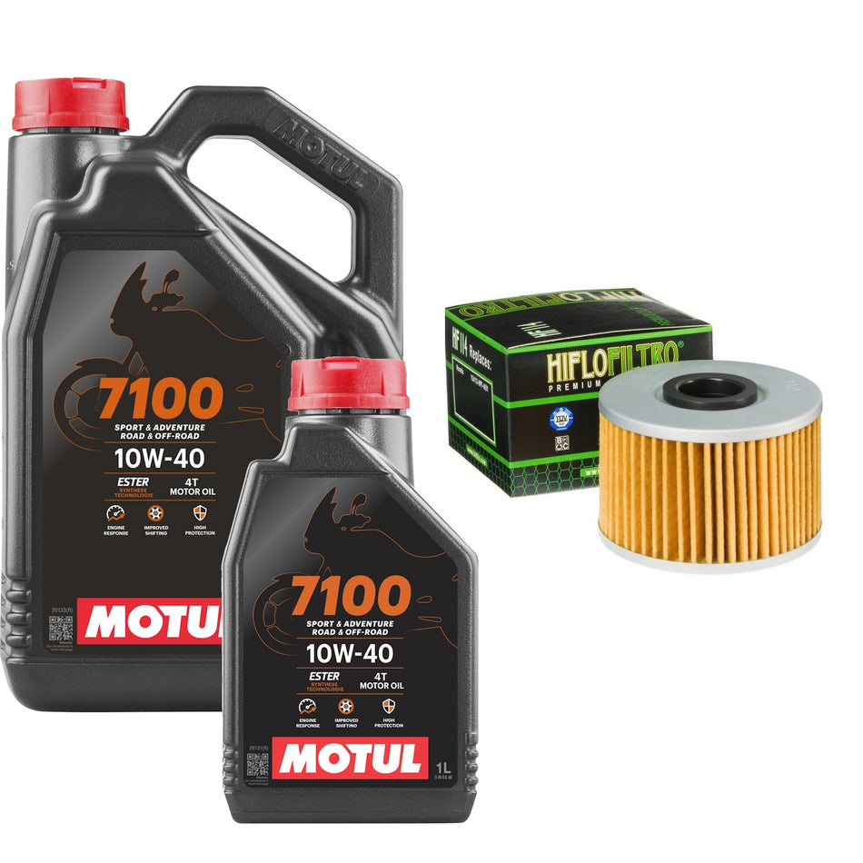Motul 7100 10w40 5L Oil & HF114 Oil Filter Kit