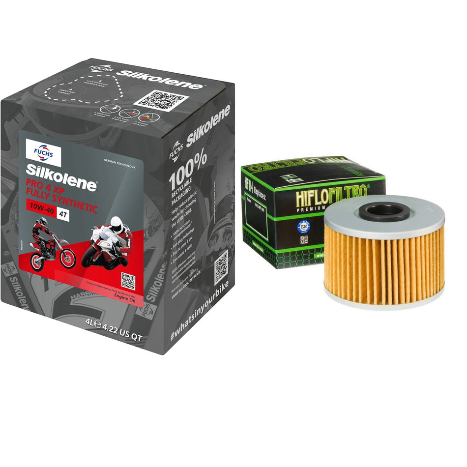 Silkolene Pro 4 10w40 4L Oil & HF114 Oil Filter Kit