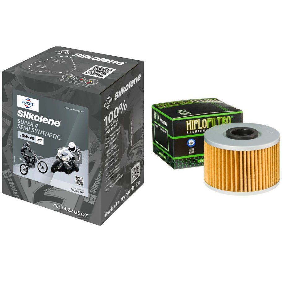 Silkolene Super4 10w40 4L Oil & HF114 Oil Filter Kit