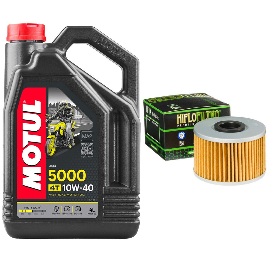 Motul 5000 10w40 4L Oil & HF114 Oil Filter Kit
