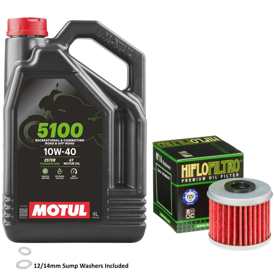 Motul 5100 10w40 4L Oil & HF116 Oil Filter Kit