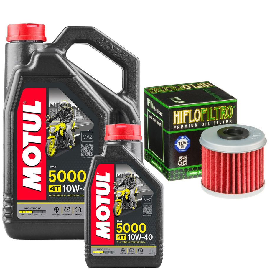 Motul 5000 10w40 5L Oil & HF116 Oil Filter Kit