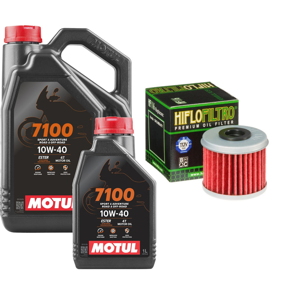 Motul 7100 10w40 5L Oil & HF116 Oil Filter Kit