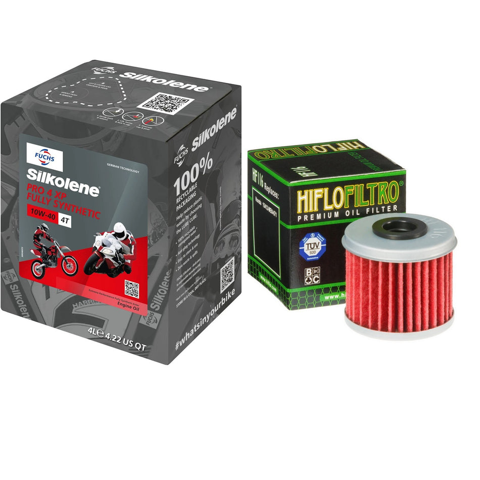 Silkolene Pro 4 10w40 4L Oil & HF116 Oil Filter Kit