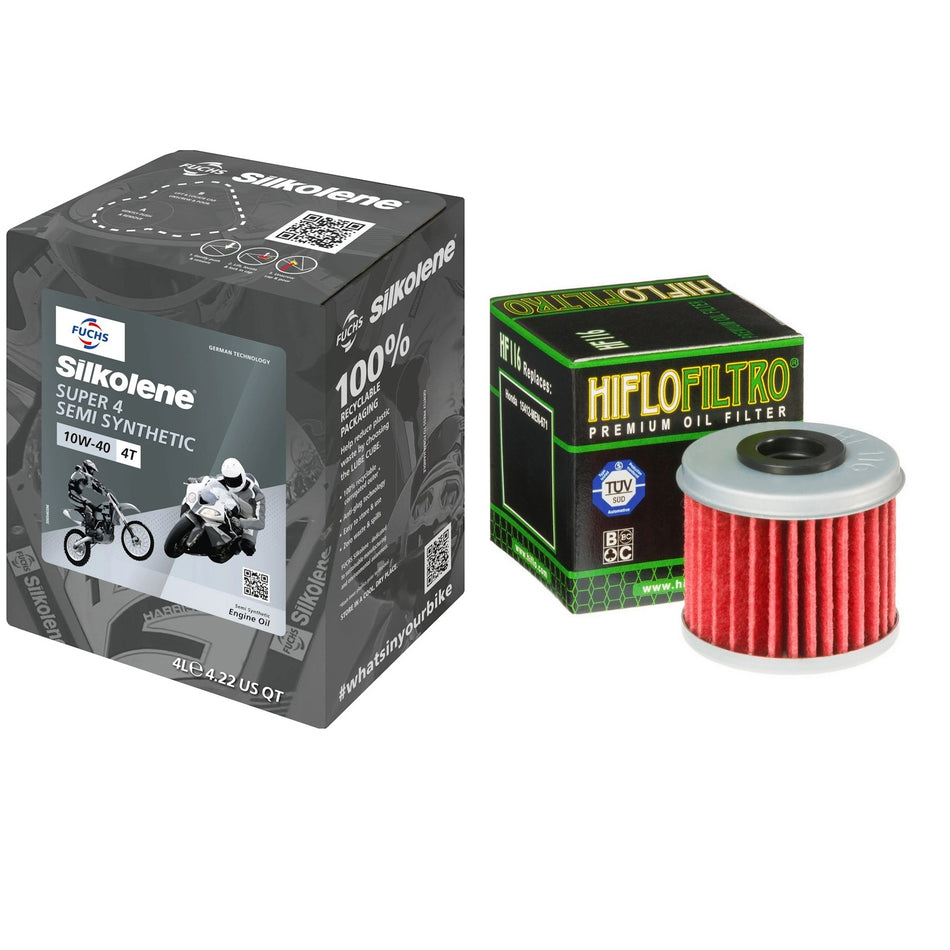 Silkolene Super4 10w40 4L Oil & HF116 Oil Filter Kit