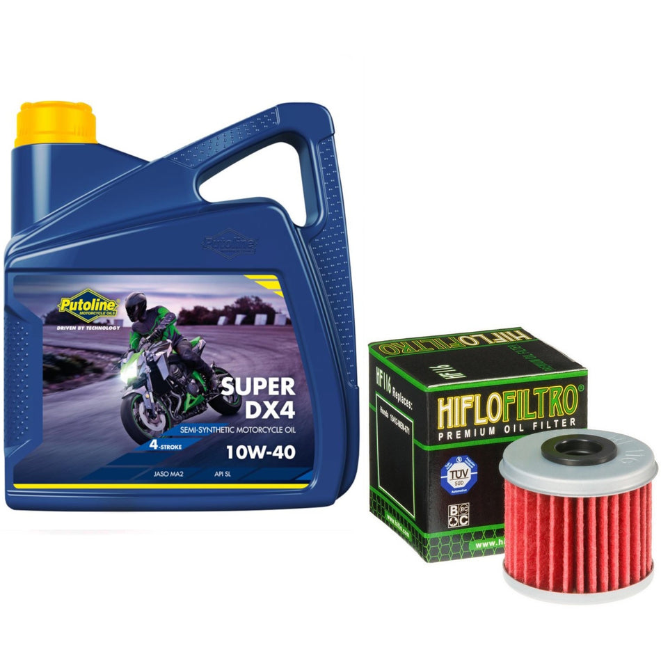 Putoline DX4 10w40 4L Oil & HF116 Oil Filter Kit