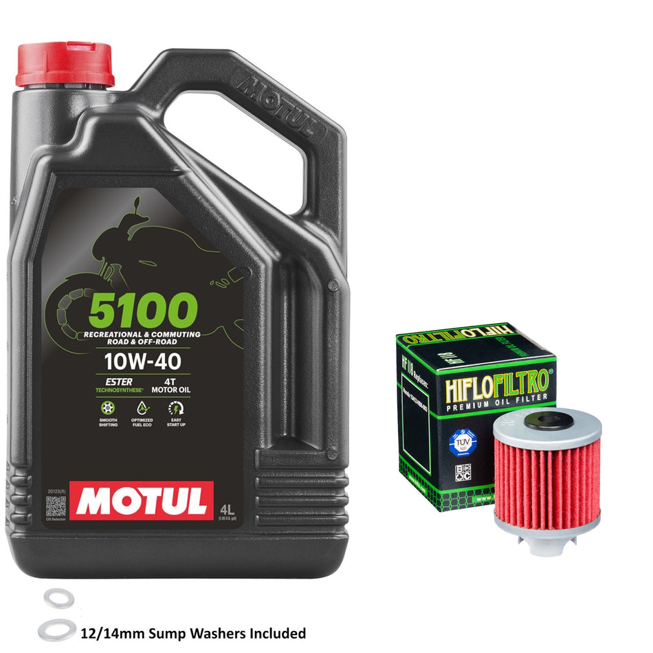 Motul 5100 10w40 4L Oil & HF118 Oil Filter Kit