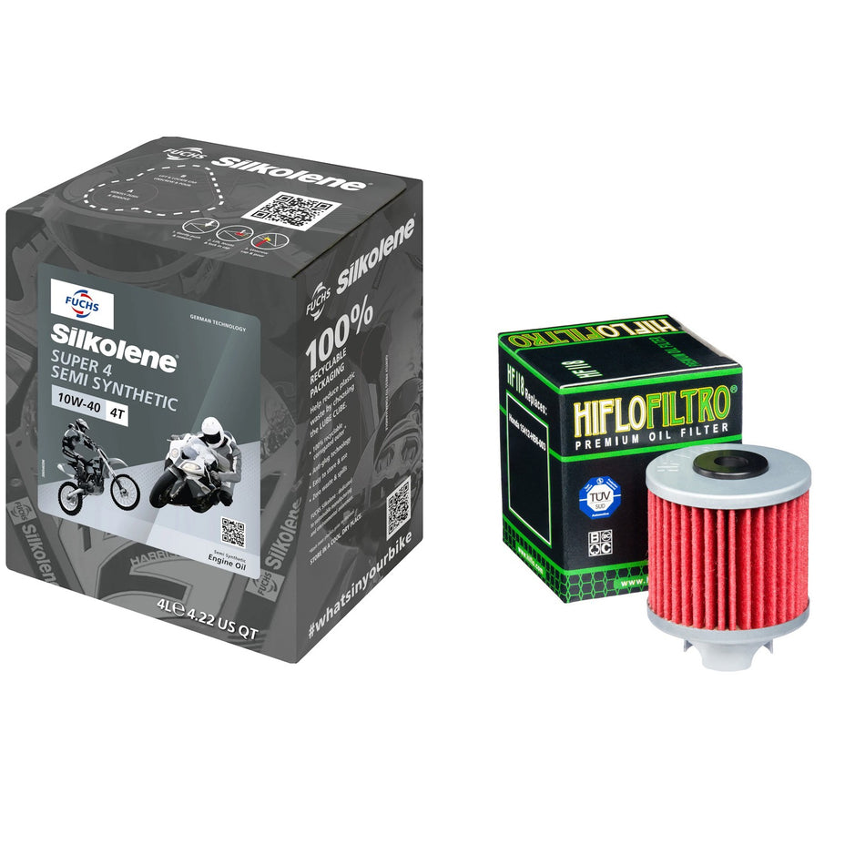 Silkolene Super4 10w40 4L Oil & HF118 Oil Filter Kit
