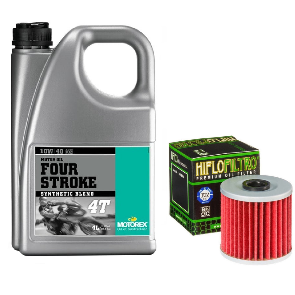 Motorex Four Stroke 10w40 4L Oil & HF123 Oil Filter Kit