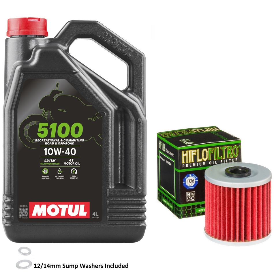 Motul 5100 10w40 4L Oil & HF123 Oil Filter Kit