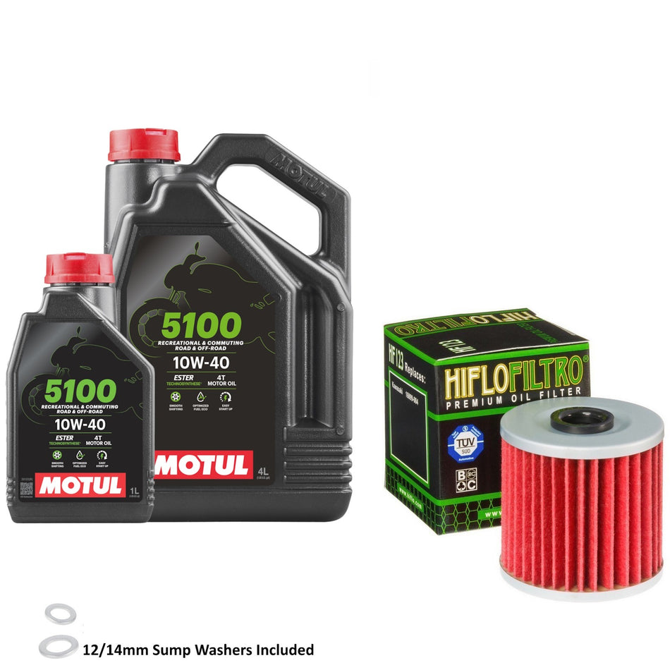 Motul 5100 10w40 5L Oil & HF123 Oil Filter Kit