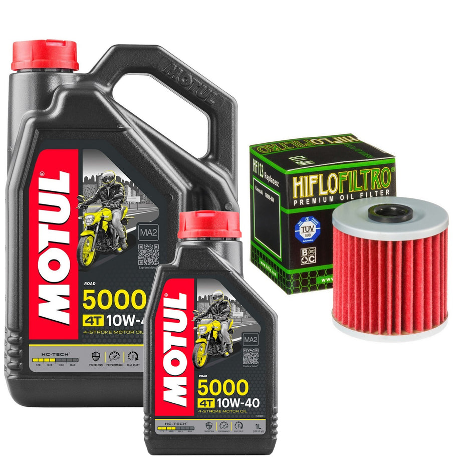 Motul 5000 10w40 5L Oil & HF123 Oil Filter Kit