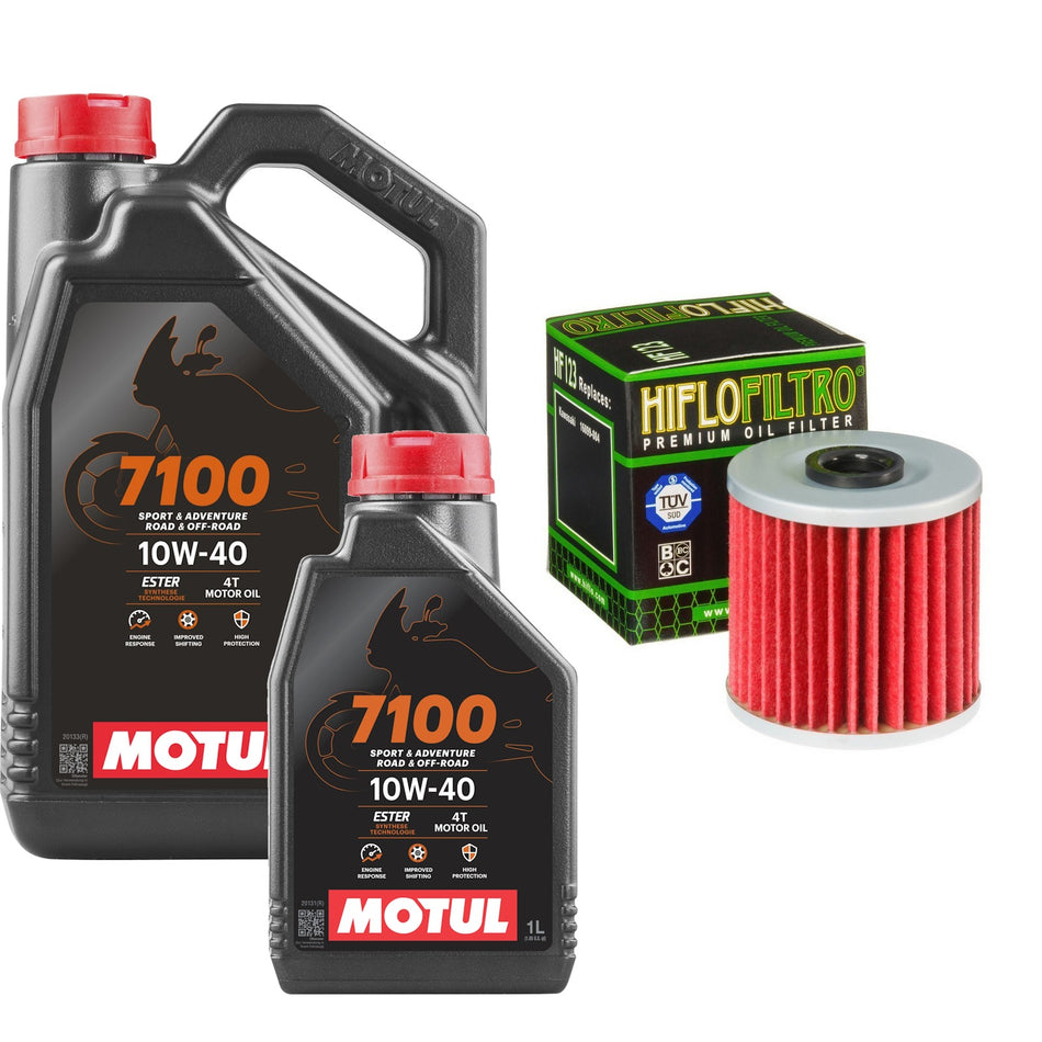 Motul 7100 10w40 5L Oil & HF123 Oil Filter Kit
