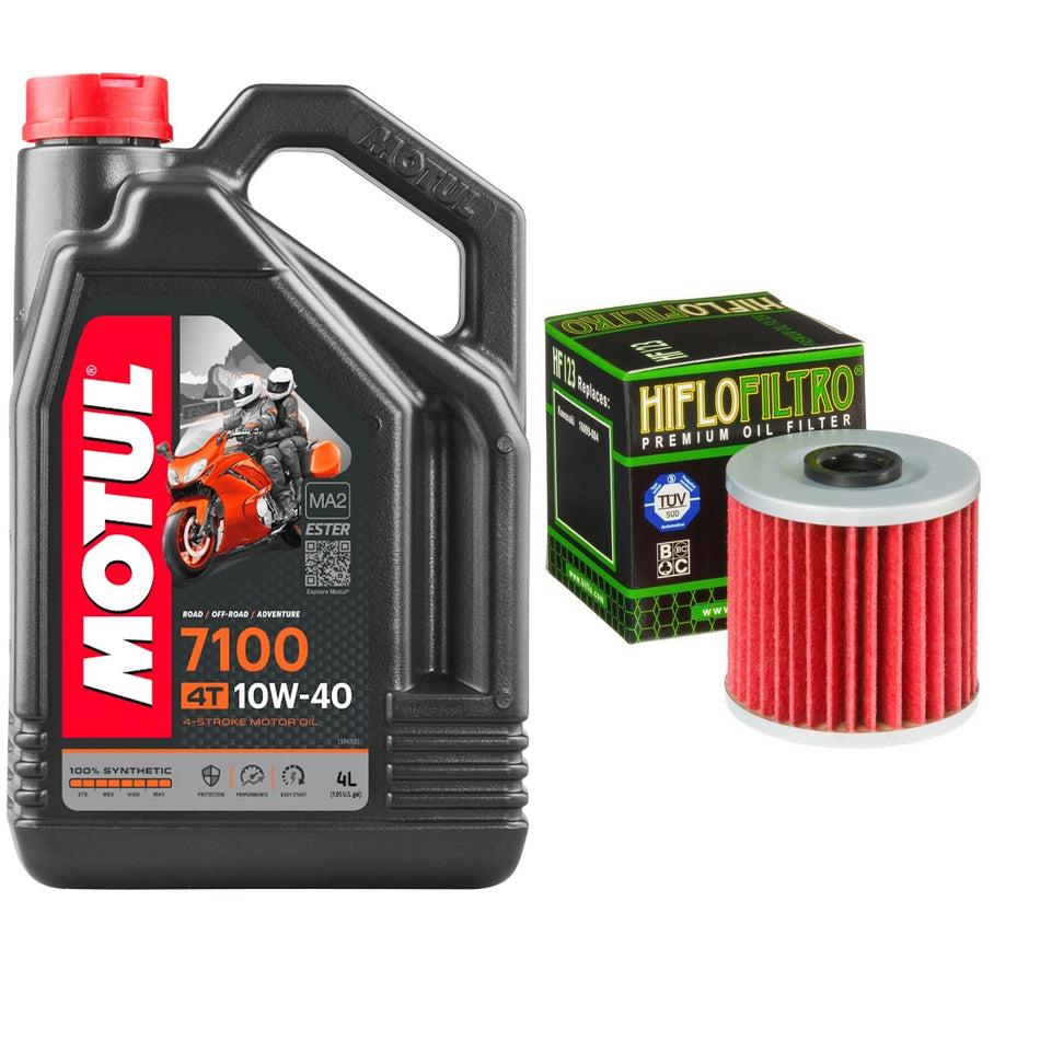 Motul 7100 10w40 4L Oil & HF123 Oil Filter Kit